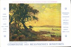 CPA Bateau Compagnie des Messageries Maritimes Coucher de soleil sur le lac Victoria Nyanza Via Mombasa 