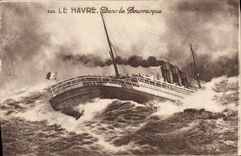 VINTAGE POSTCARD Boat Le Havre In the gust of wind