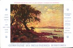 CPA Bateau Compagnie des Messageries Maritimes Coucher de soleil sur le lac Victoria Nyanza Via mombasa