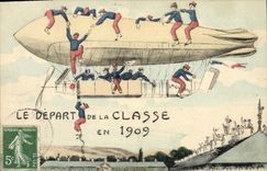 VINTAGE POSTCARD Militaria the departure of the class in 1909 Zeppelin Airship