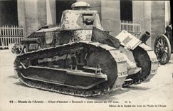 Museo del tanque de Militaria de la POSTAL de la VENDIMIA del tanque Renault de París del ejército con el arma de 37m m