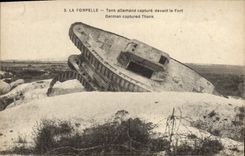 El alemán del tanque de Pompelle del tanque de Militaria de la POSTAL de la VENDIMIA captura delante de la fortaleza