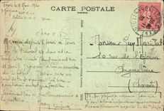 El tanque de Renault del tanque de Militaria de la POSTAL de la VENDIMIA que cruza un barranco profundo