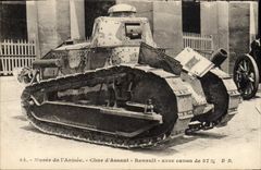 Museo de París del tanque de Militaria de la POSTAL de la VENDIMIA del tanque de ejército Renault con el arma de 37