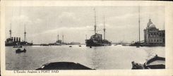 CPA Bateau Guerre Escadre anglaise a Port Said Egypte Egypt