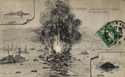 VINTAGE POSTCARD Boat War Toulon Catastrophe of Freedom