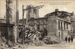 VINTAGE POSTCARD Rheims Street Talleyrand and the Militaria theater