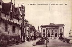 VINTAGE POSTCARD Saumur the town hall the public garden and the theater