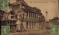 VINTAGE POSTCARD the Saint-Quentin theater in Militaria ruins