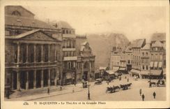 VINTAGE POSTCARD the theater and the great place St Quentin