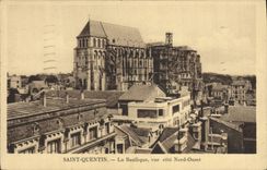 VINTAGE POSTCARD Saint Quentin the Basilica Seen Western Northern Dimension