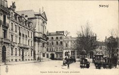 VINTAGE POSTCARD Public garden Midsummer's Day and Protestant Temple Nancy