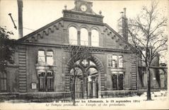 Templo de la POSTAL de la VENDIMIA que protesta el bombardeo de Reims