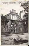 CPA Temple protestant Reims Militaria
