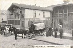 CPA Chocolaterie Lombart Sortie des ecuries