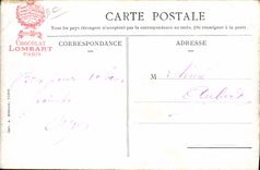 VINTAGE POSTCARD Lombart Chocolate factory Left the stables