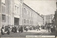 CPA Chocolaterie Lombart Sortie des femmes