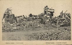 VINTAGE POSTCARD Hervilly sugar refinery saccagee