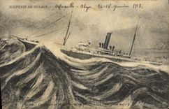 VINTAGE POSTCARD Boat Travel souvenir Marseilles Algiers