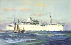 VINTAGE POSTCARD Boat Company of the maritime Transport Laos