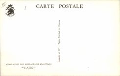 VINTAGE POSTCARD Boat Company of the maritime Transport Laos