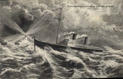 CPA Bateau Transatlantique rentrant au port par tempete