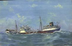 CPA Bateau Petrolier par gros temps en Mediterranee