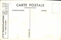 CPA Bateau Ville d'Alger Cie Gle Transatlantique