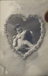 VINTAGE POSTCARD Naked erotic Woman Heart