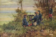 CPA Militaria Mitrailleuse