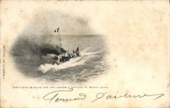 CPA Bateau Guerre Torpilleur de haute mer avec arriere et pavillon du bateau amiral