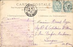 VINTAGE POSTCARD Boat Toulon War the quay the Rifle Destroyer with the small row