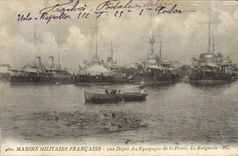 VINTAGE POSTCARD Boat War 5th deposit of the crews of the fleet the bathe