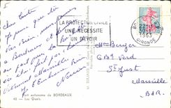 MODERN CARD Boat War Bordeaux Port authority quays