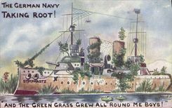 VINTAGE POSTCARD Illustrator The German navy took root! Stikphastz boat