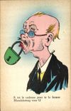 VINTAGE POSTCARD Illustrator Man Lock