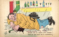 CPA Illustrateur Homme Cognac Alcool