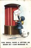 VINTAGE POSTCARD Illustrator Child Letter-box
