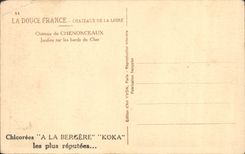 El castillo de la POSTAL de la VENDIMIA de Chenonceaux cultiva un huerto en los bordes de costoso