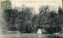 VINTAGE POSTCARD Park Of Villeneuve Etanc Ponds Towards the Iron Bridge