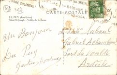 VINTAGE POSTCARD Puy in Velay Mount St Joseph Valley of the Terminal