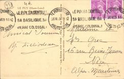 VINTAGE POSTCARD Puy in Velay the rock Saint Michel of Aiguilhe