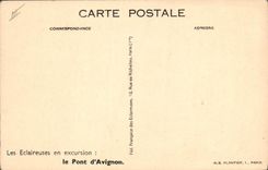 VINTAGE POSTCARD Scout Jamboree Scouting girl guides in excursion the bridge Of Avignon