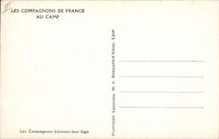 VINTAGE POSTCARD Scout Scoutisme Jamboree Compagnons of France To the camp the Companions build their home