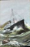 VINTAGE POSTCARD Transatlantic Boat under the attack of the waves