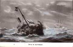 CPA Bateau Dans la bourrasque