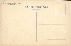 VINTAGE POSTCARD Boat against destroyer Lion in Norway