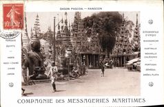 VINTAGE POSTCARD Boat Company of the Maritime Transport Dagon Pagoda Rangoon