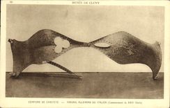 VINTAGE POSTCARD Nu erotic Femme Girdles Musee chastity of Cluny Paris Travail German or Italian