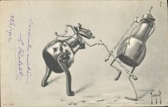 CPA Fantaisie Illustrateur Pots de cuisine